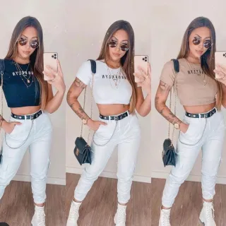Canelado blogueira BROKLYN gola cropped - Nude