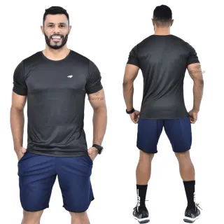 Camisetas Fitness Masculina Dri Fit Kit 3 - Treino Academia Corrida - 1 Preto - 1 Cinza - 1 Royal