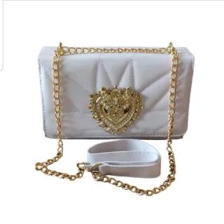 Vários Looks - Bolsa Transversal DG Coração Dourado Feminina - Branco