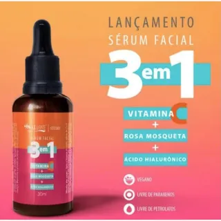 Max Love Sérum Facial 30ml: Vitamina C, Rosa Mosqueta e Ácido Hialurônico - Único