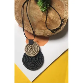 Mandala Dupla Maxi Colar Colorido Artesanal de Corda Náutica - 48. Azul Noite/Chevron