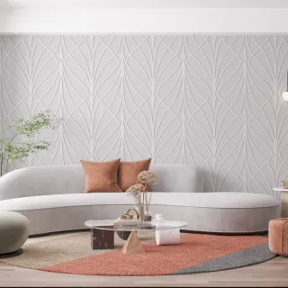 Parede Autocolante Efeito Visual Linhas 3D Quarto Sala Lavável 50cm x 50cm - Único