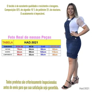 Moda Evangélica: Jardineira Jeans Feminina com Elastano - M/ 38
