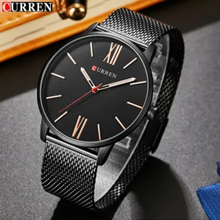 Relógio de Moda Curren Ouro Quartzo Masculino - black grey