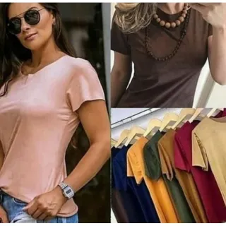 Camisetas femininas básicas, diversas cores e tamanhos. Frete grátis acima de duas unidades! - Terracota