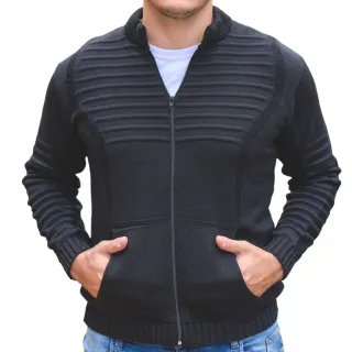 Blusa Masculina Tricot Cardigan com Zíper e Bolso - Marsala