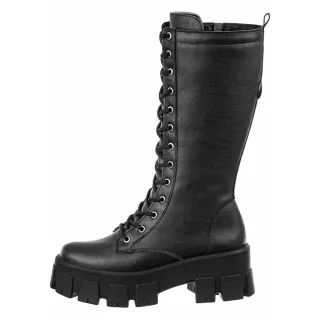 Coturno Feminino Cano Alto Plataforma GiGiL - Com Zíper - Preto