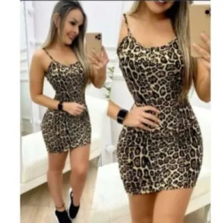 Vestido estampado curto feminino tipo tubinho de alcinha canelado