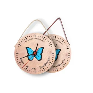 Relógio de Parede Cantinho do Churrasco Rústico com Alça de Couro - Kit Esquenta Black - Único