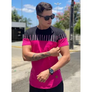 Camisa masculina listrada oversized, camiseta masculina oversized - Azul