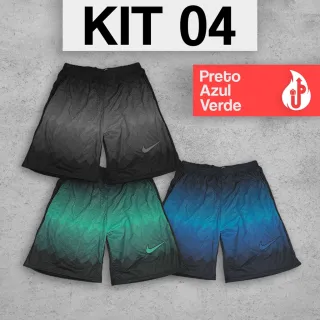 Bermudas Dry Fit Futebol Colorido - Kit com 3 - Kit 5