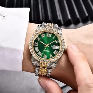 Magnata de luxo cravejado com zircônias - Relógio Ice A+++ - Azul