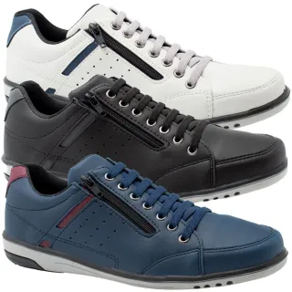 Confortável Kit de 3 Pares de Sapatenis Masculino com Elástico - Modelo 750 A2 - Café-Conhaque-Azul