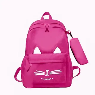Pronta Entrega Mochila Feminina Ulzzang Harajuku Com Estojo - Grande Capacidade - cinza com estojo