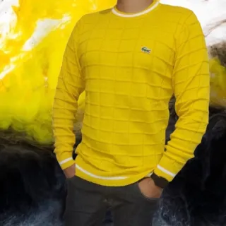 Suéter manga longa masculina com detalhes na gola e mangas