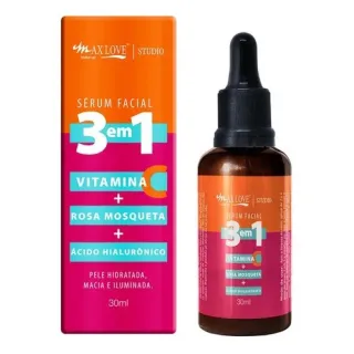 Promoção Sérum Facial Max Love 30ML: Vitamina C + Rosa Mosqueta + Ácido Hialurônico - Único