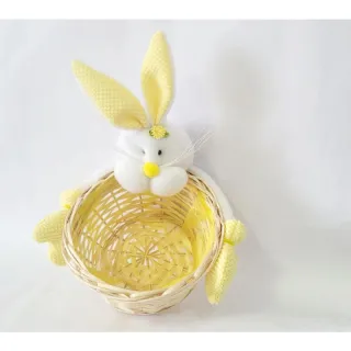 Coelho de Páscoa em Cesta de Vime - 20x18x18 - Laranja