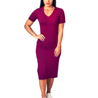 Moda Evangélica: Vestido Midi Malha Gola V 100% Algodão - G