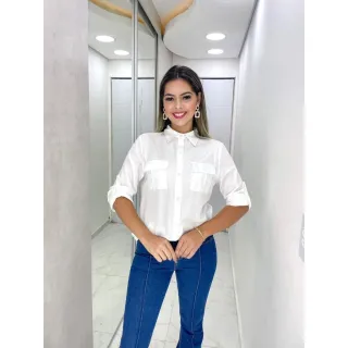 Camisa Social Manga Longa com Gola Botões Frente - Verde Limão