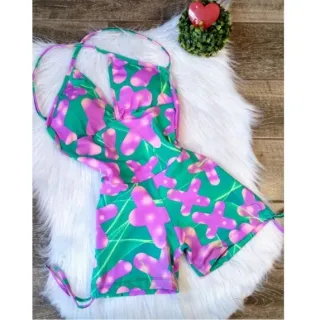 Academia cordinha lateral macaquinho fitness com bojo - estampa 13