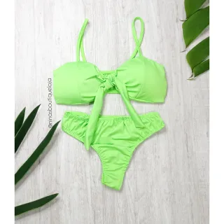 Promoção: Biquíni asa delta feminino com bojo - PINK-FLORESCENTE