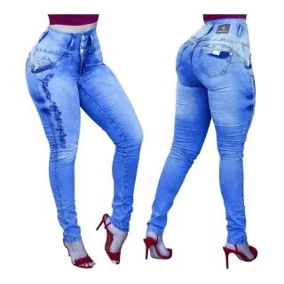 Linda Calça Jeans Feminina Bordada, Modela Bumbum e Cintura Alta - 40