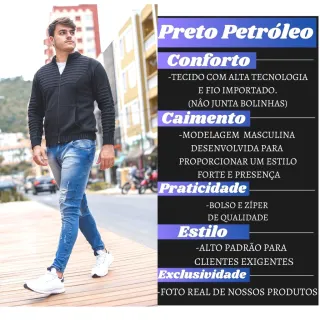 Blusa Masculina Tricot Cardigan com Zíper e Bolso - Marsala