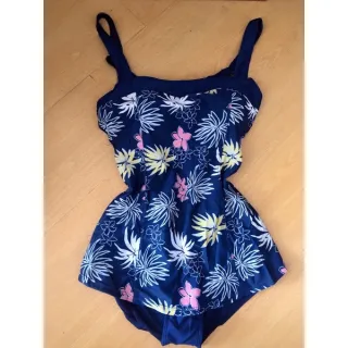 Saia regata estampada plus size, maiô feminino G1-G3 - AZUL MARINHO COM AZUL