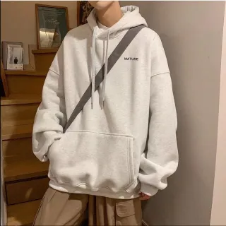 Plus Size Moletom Casual Simples com Capuz e Estampa de Texto Unissex - Azul