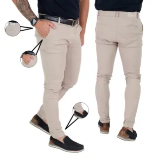 Calça Skinny Sarja Premium Masculina Alfaiataria - Preta