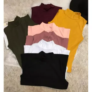 Blusa Regata Gola Alta Kit 2 Sem Bojo - Branca