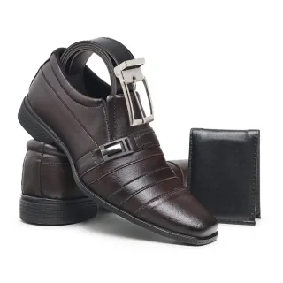 Conjunto Cinto Carteira Sapato Social Masculino Leve e Confortável para o Dia a Dia - CASTOR