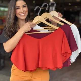 Promoção Blusinha Morcego Gaivota Cropped Ciganinha - VERDE JADE