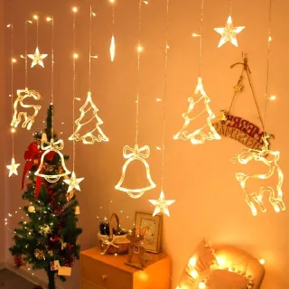 Festa de Natal ao ar livre: Cordão de luz LED para decoração com árvore, casamento e eventos - Branco Quente