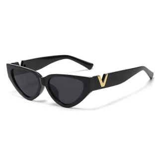 Óculos de Sol Feminino Luxo Vintage V LOGO Acessórios de Moda UV400 - C1.Preto CINZA