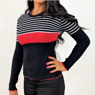 Inverno Tendencia Onda Manga Longa Blusa - Rosa Chiclete