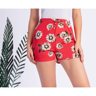 Estampa girassol em shorts de crepe com elastano - 3.preta/flor