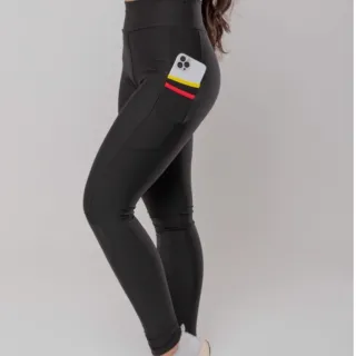 Calça legging feminina cintura alta Suplex com bolso celular - Conjunto top academia fitness - Conjunto preto sem bolso