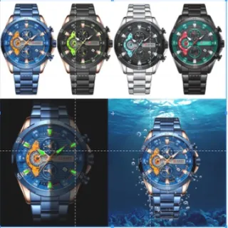 Relógio CURREN Masculino Original Top Luxo Moda Esportiva - Preto verde + caixa