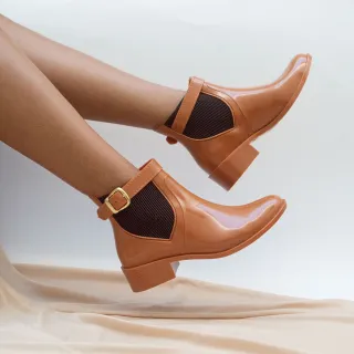 Impermeável Bota Feminina Galocha Cano Médio Chuva - Marrom