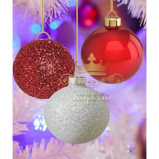 Promoção: Kit Natal Mista Vermelha Prata - 60 Bolas Lisa Fosca Glitter - Único