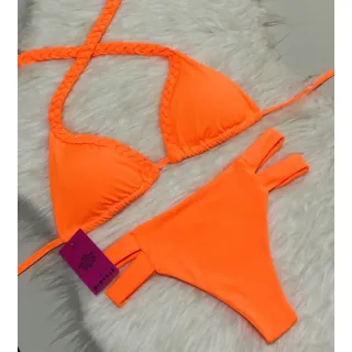 Hot Pants Bojo Trançado Cintura Alta Biquíni - Azul