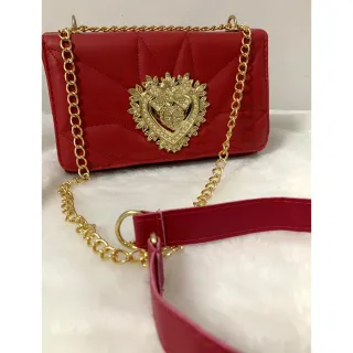 Vários Looks - Bolsa Transversal DG Coração Dourado Feminina - Branco