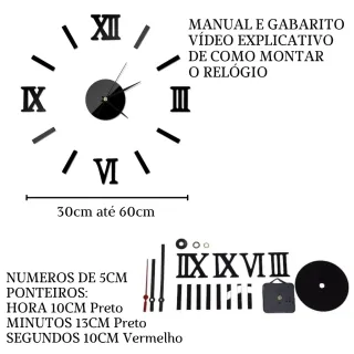 Autocolante Acrílico 3D para Relógio de Parede na Cozinha - DOURADA