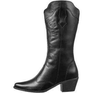 Botas Texanas Femininas GiGiL - Cano Baixo, Salto Médio - Preto