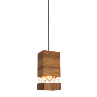 Kit Lustre Luminária Pendentes Madeira Cristal - Único