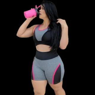 Top e Bermuda Fitness para Academia - Sortidas Cores - Amarelo
