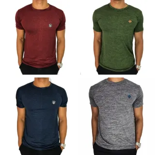 Moda Fitness Masculina: Kit com 4 Camisetas Dry Fit Manga Curta - Vermelho,Verde,Azul,Cinza
