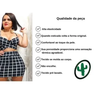 Kit Saia + Croped com Bojo para Blogueiras - AZUL ANIL BORBOLETAS