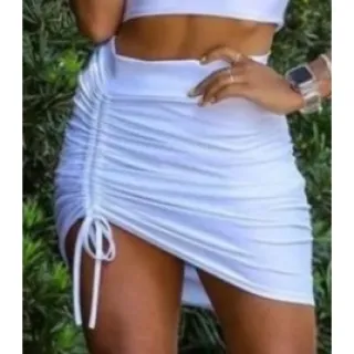 Moda gringa: Saia Curta Feminina Suplex Ajustável Franzida na Lateral - pink( Franzida  2 frente)